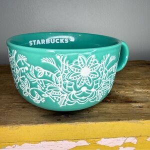 Starbucks Christmas Ceramic Cup 2022 Green Teal Woodland Wide 16oz Coffee Mug